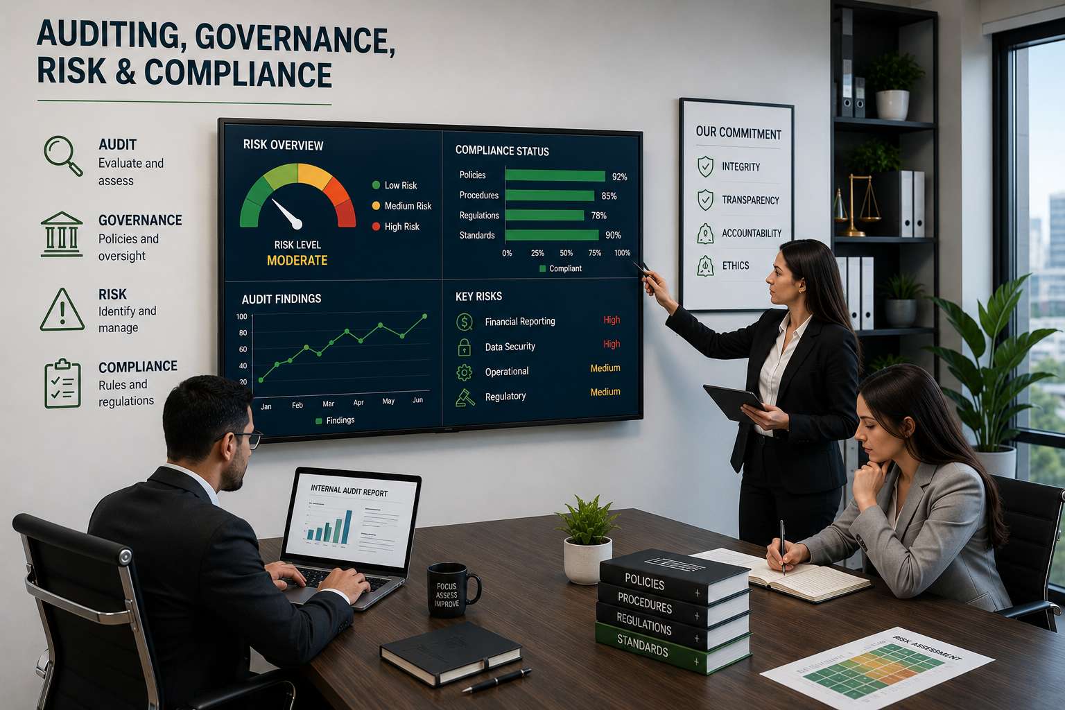 التدقيق والحوكمة وإدارة المخاطر والامتثال